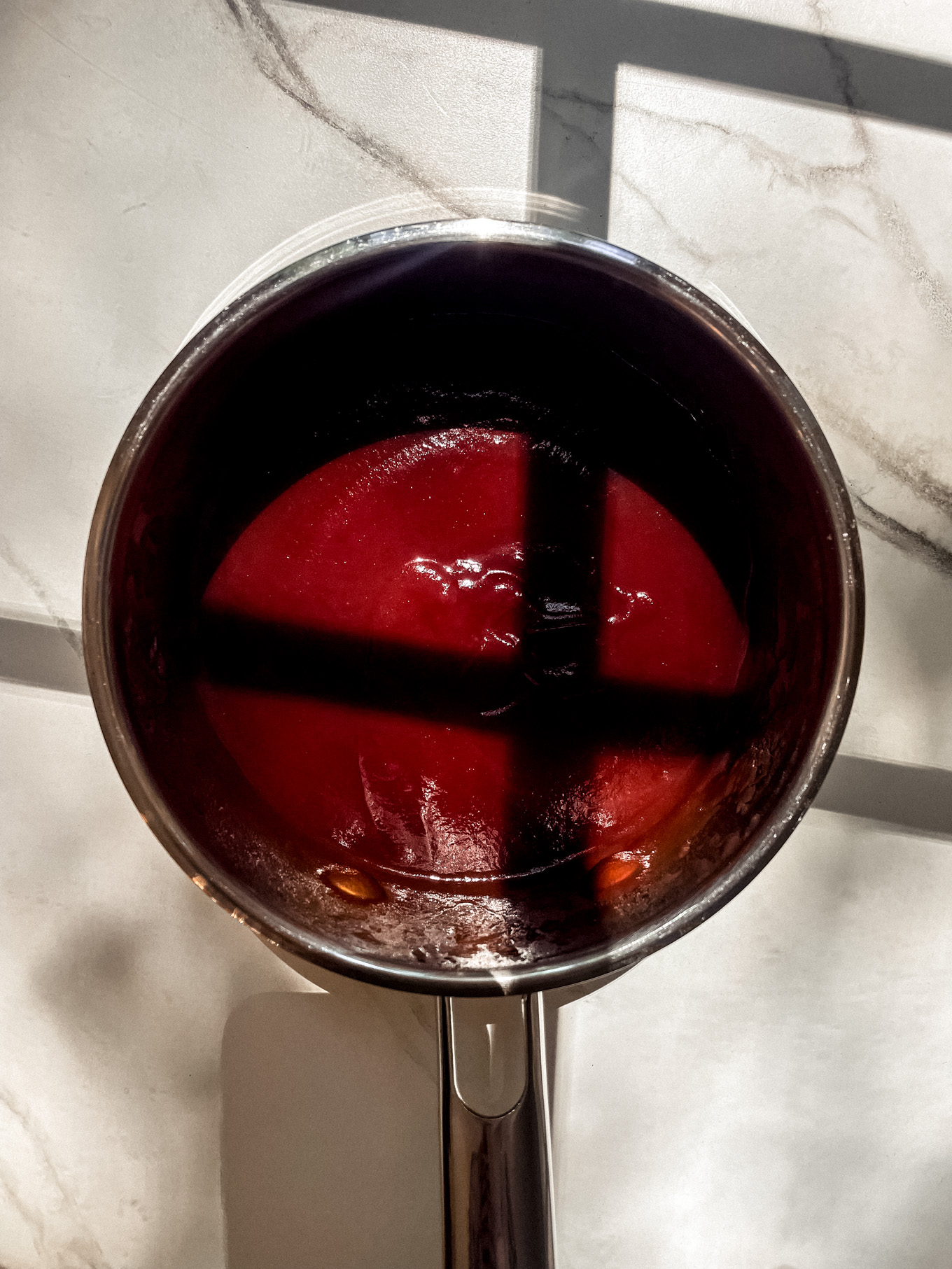 homemade bbq sauce in a saucepan.