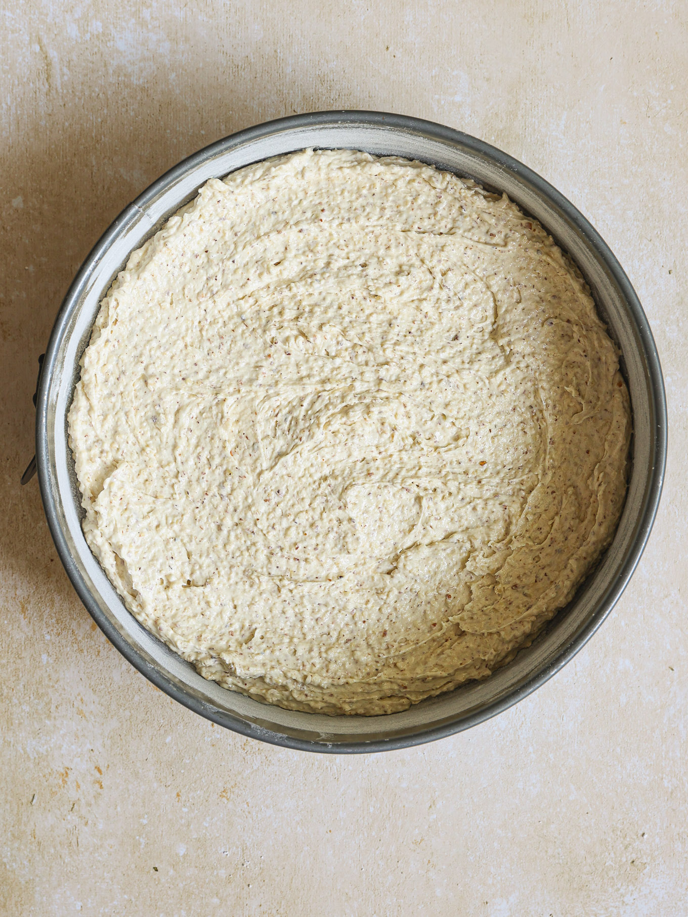 torte batter in a springform pan.