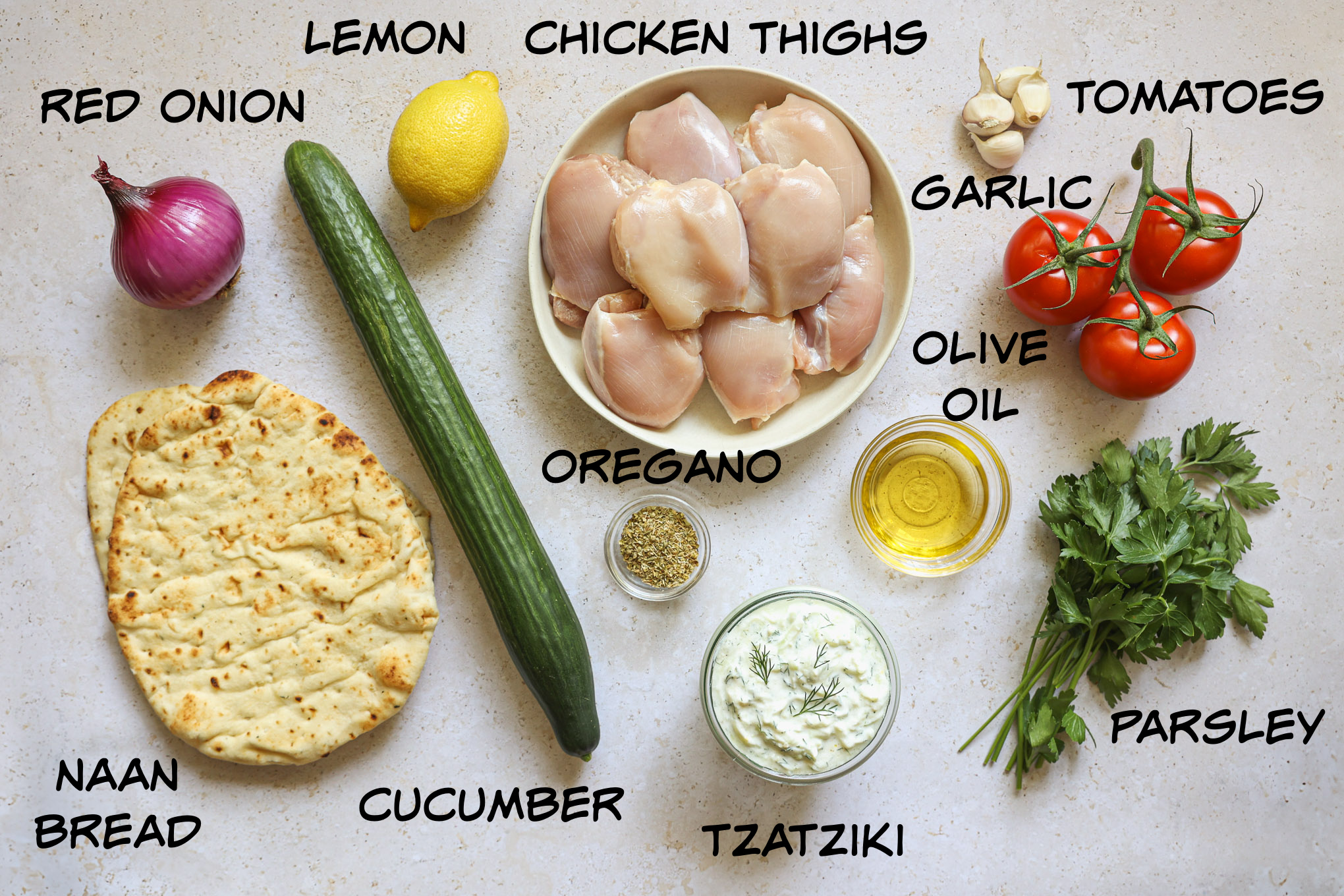 ingredients for chicken gyros recipe.