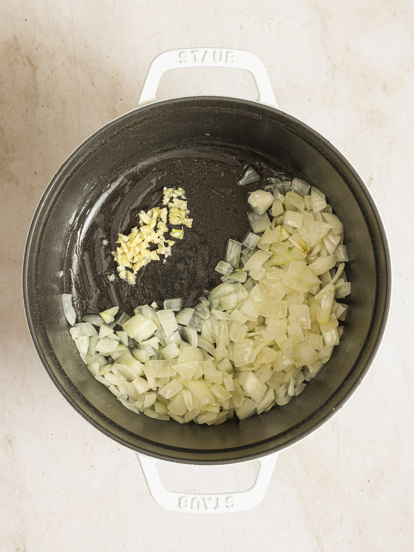 sauteed onions in a dutch oven.