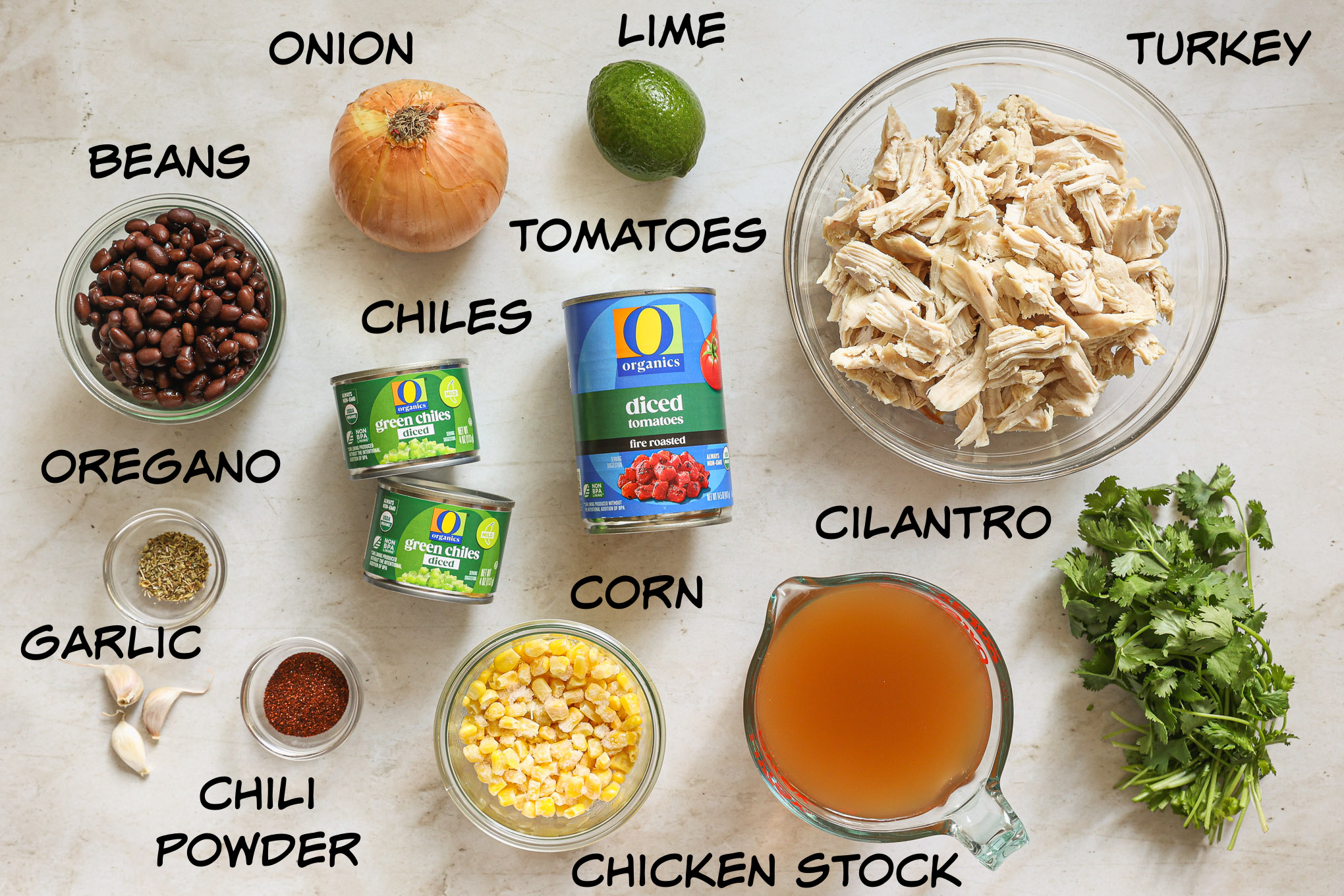 ingredients for tortilla soup.