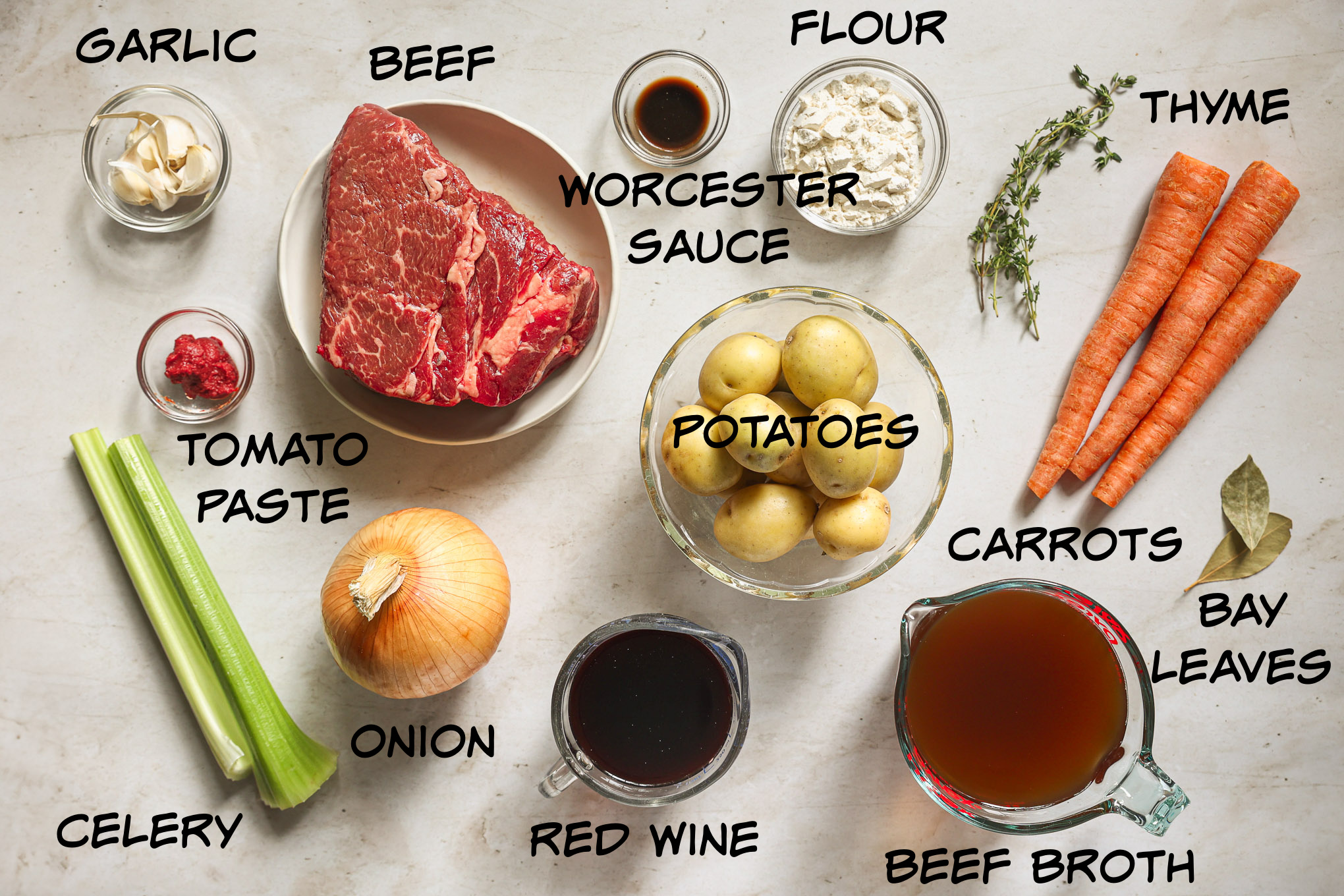 ingredients for beef stew.