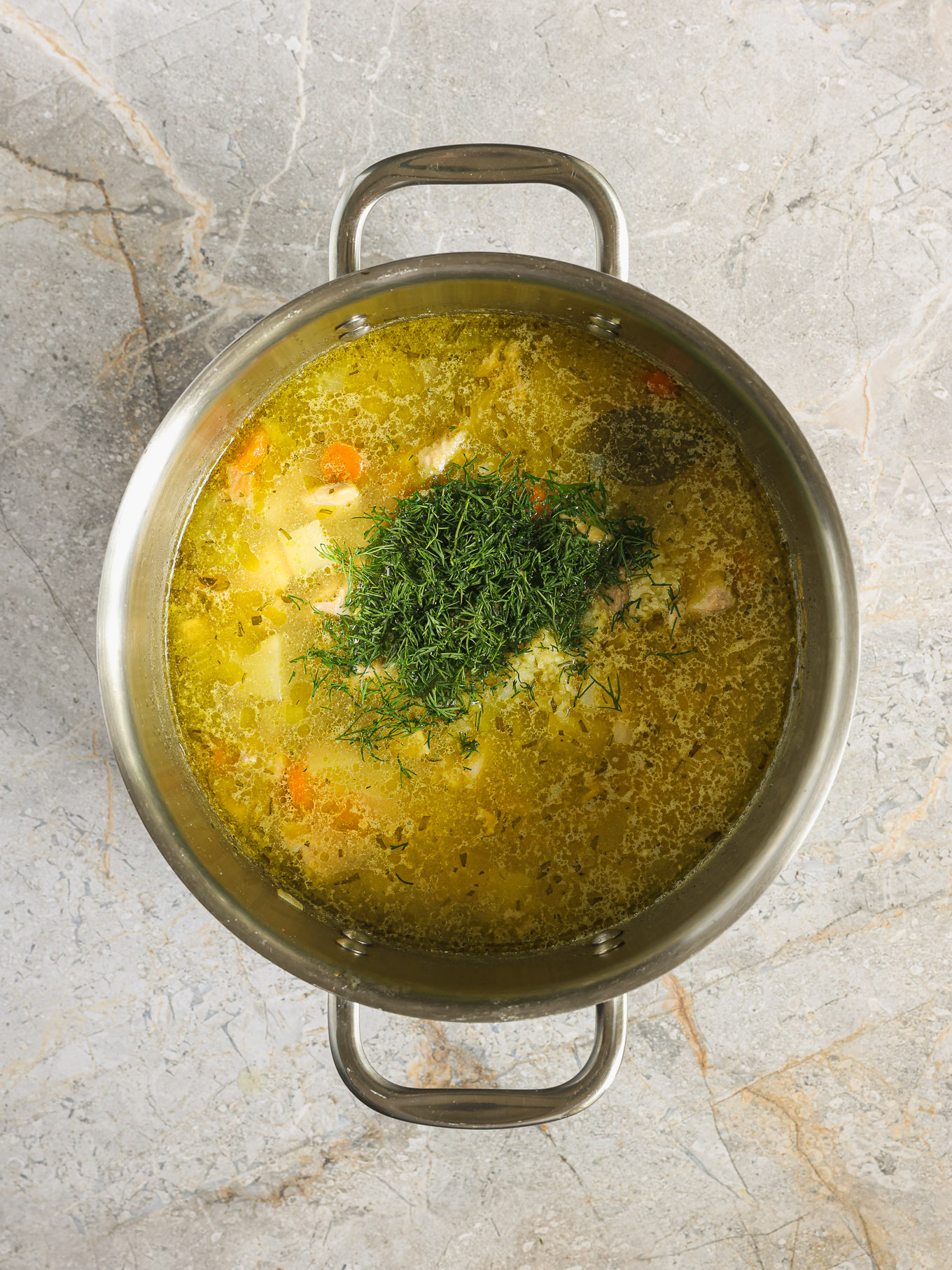 fresh chopped dill over the soup.