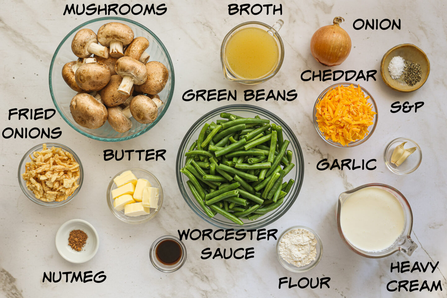 ingredients for green bean casserole.
