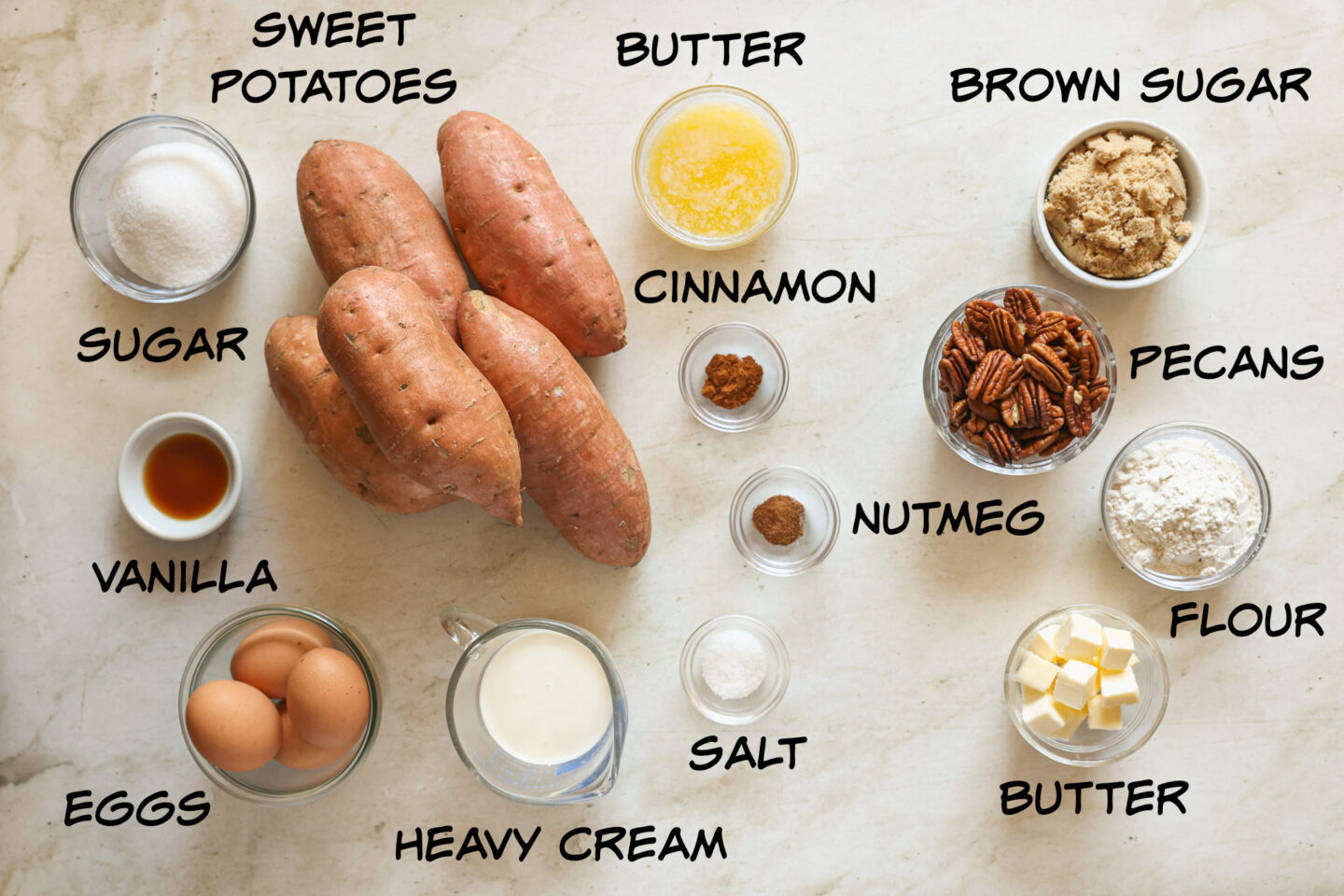 ingredient for sweet potato casserole.