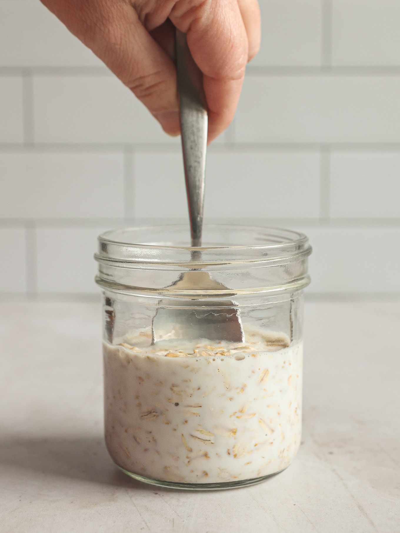 oats and milk whisked together.