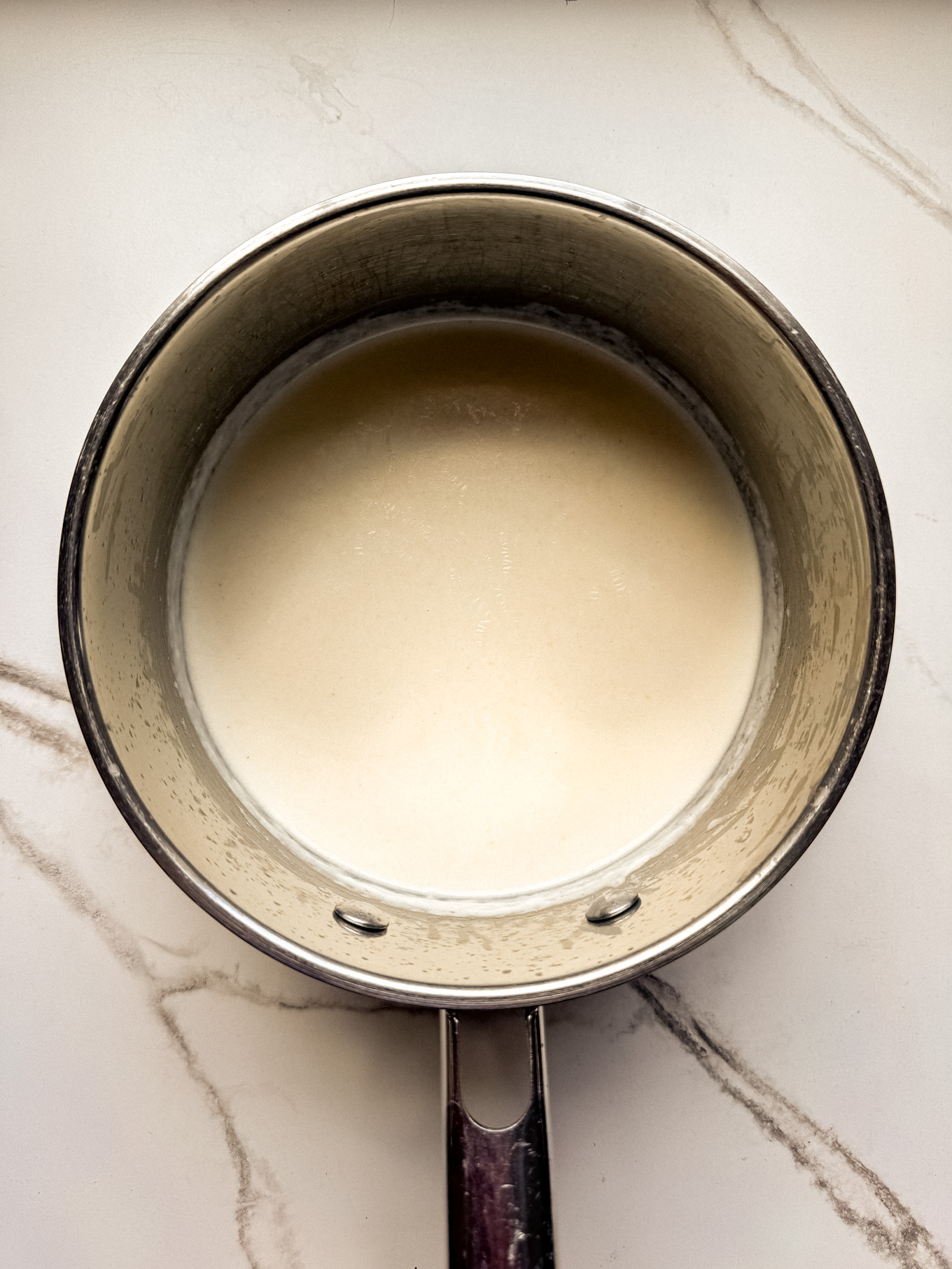 cream in a saucepan.