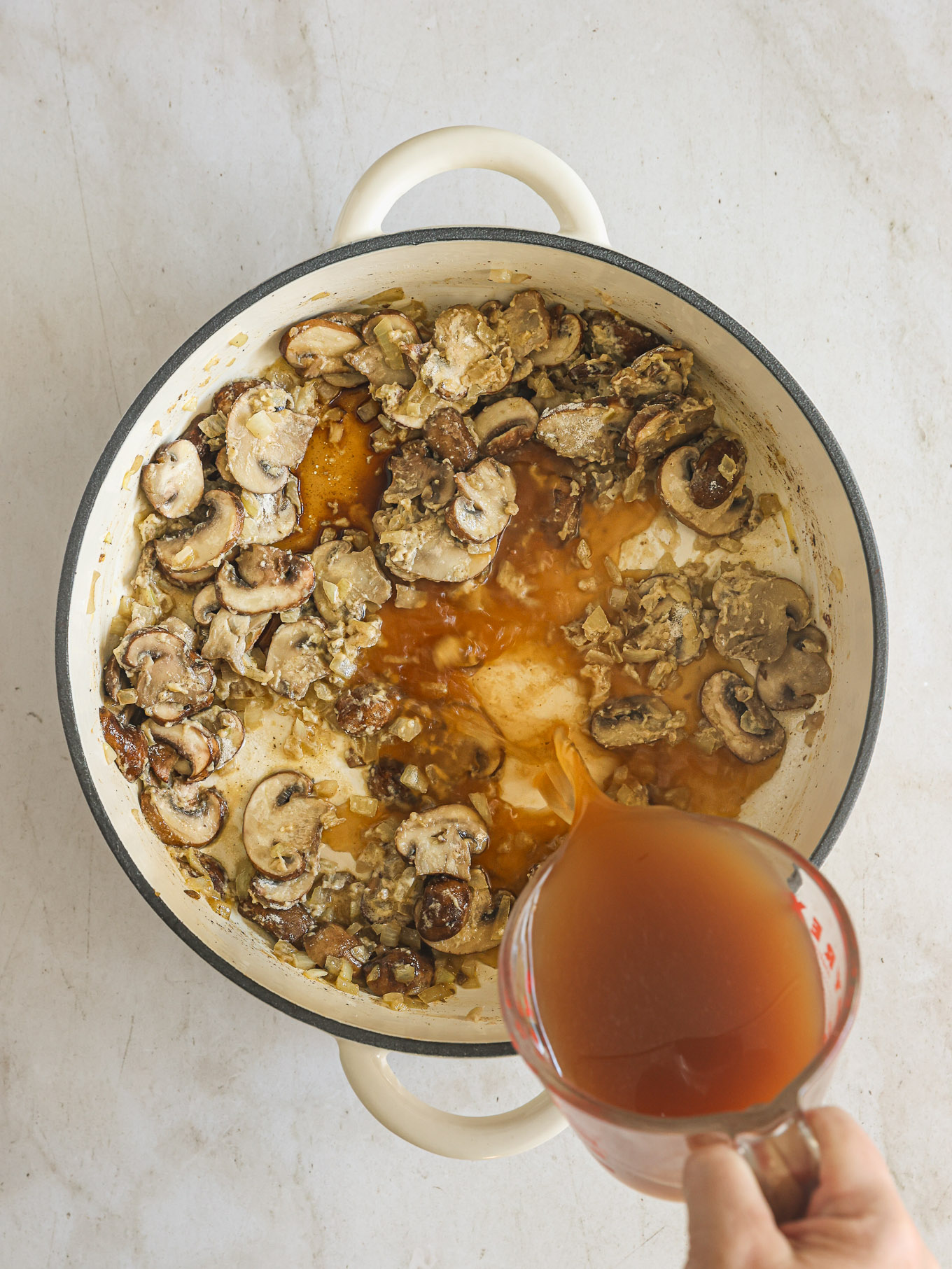 sauce with mushrooms.