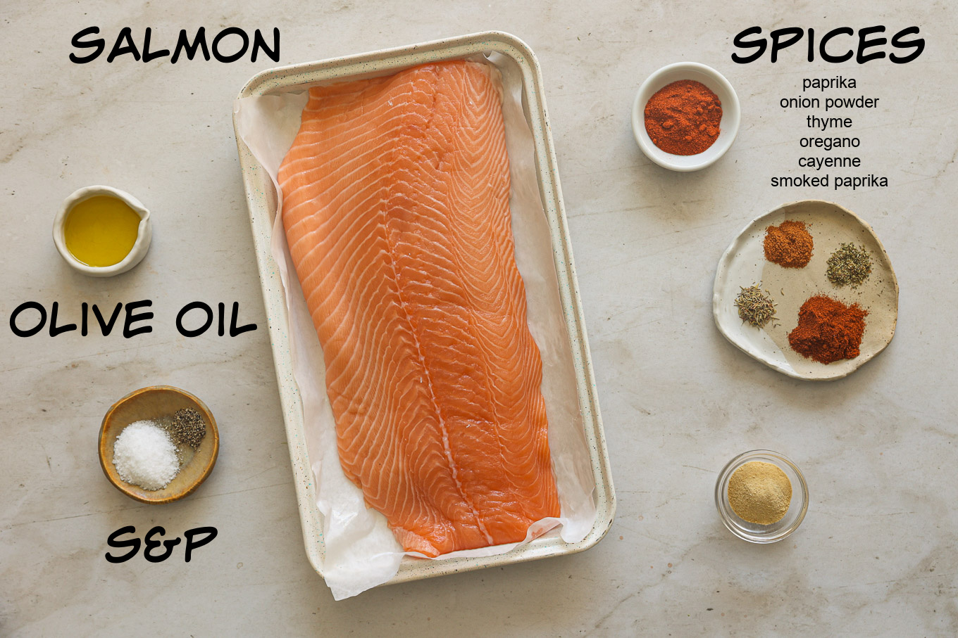 ingredients for blackened salmon recipe.