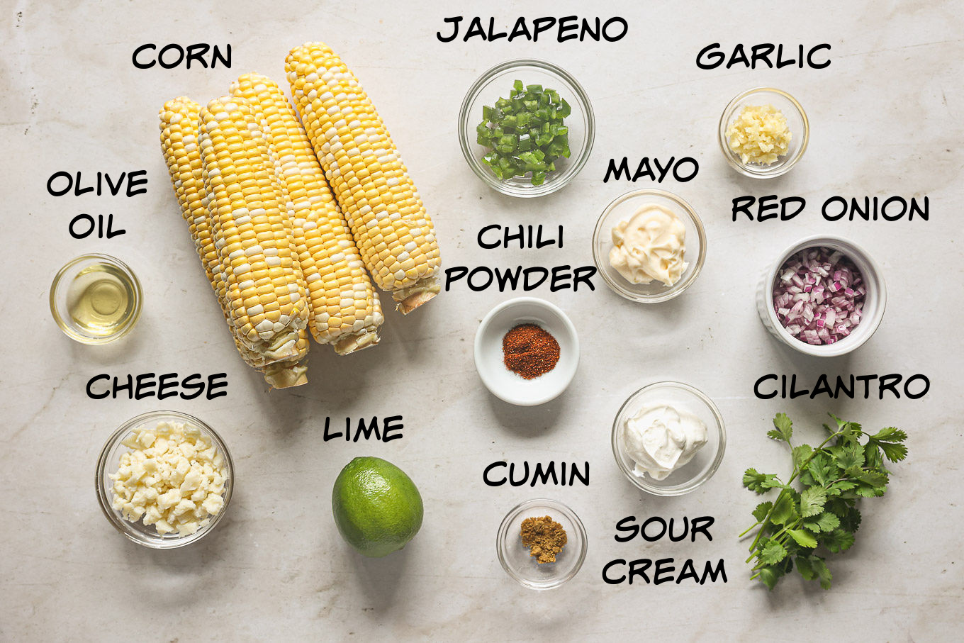 ingredients for mexican corn salad.