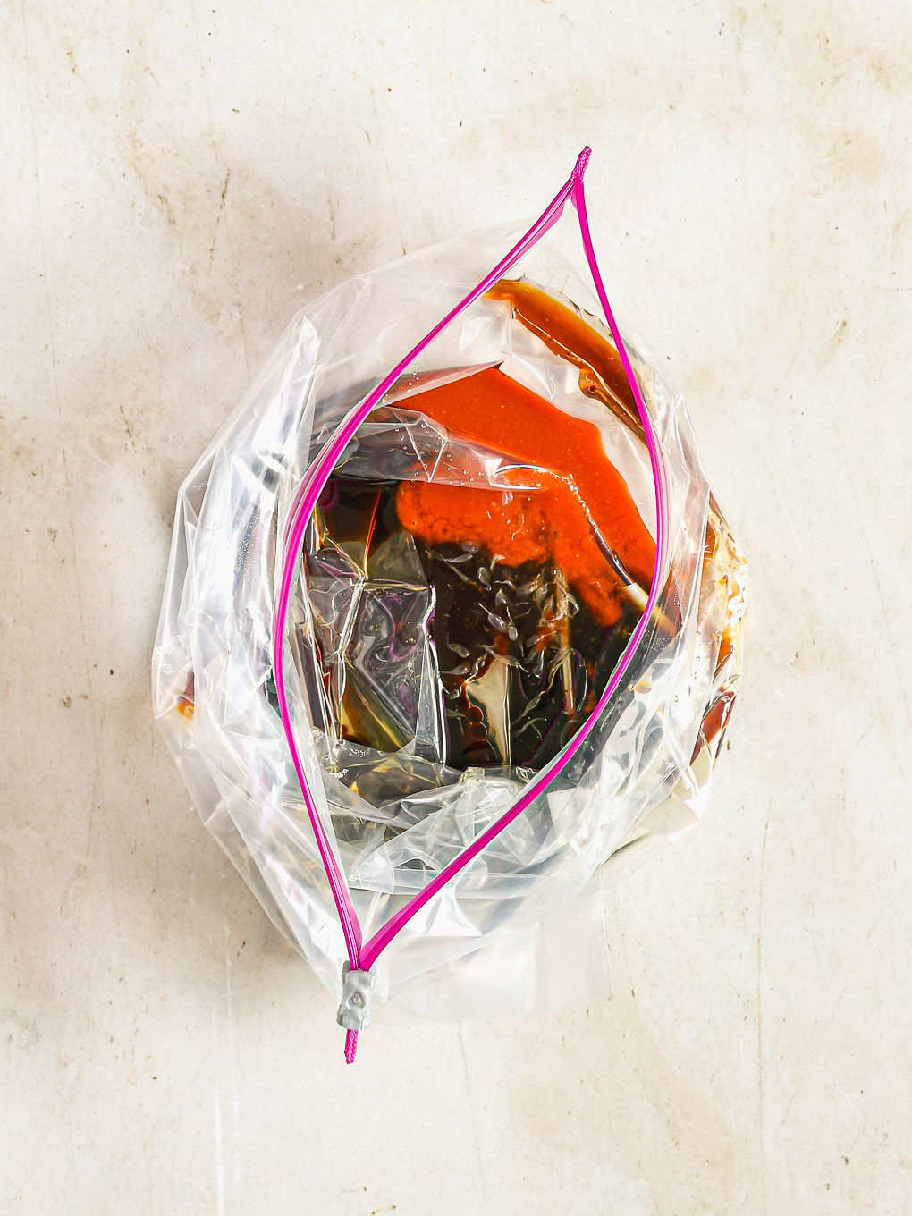 marinade ingredients in a ziploc bag.