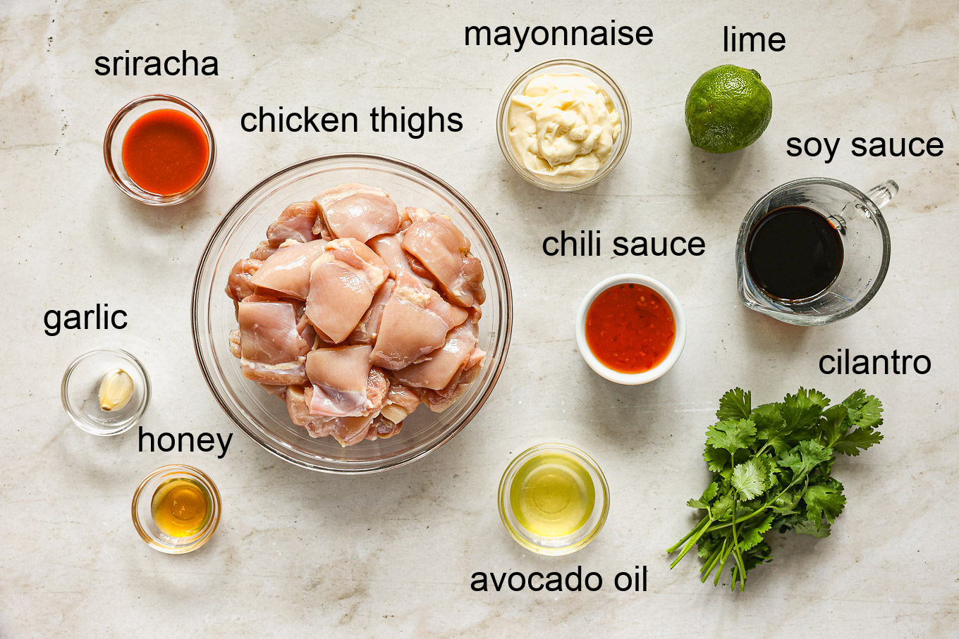 ingredients for bang bang chicken skewers recipe.