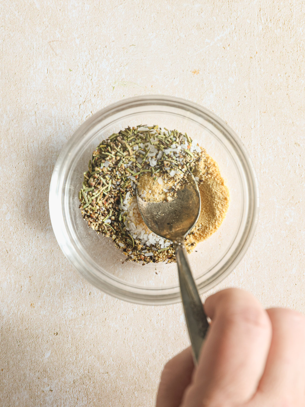 dry spices in glass bowl.