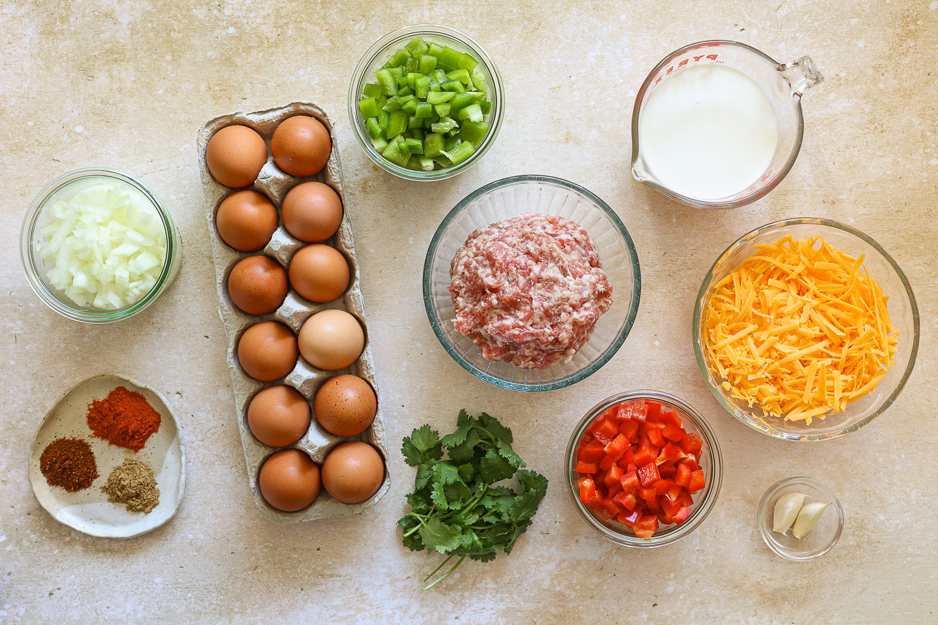 ingredients for breakfast casserole.