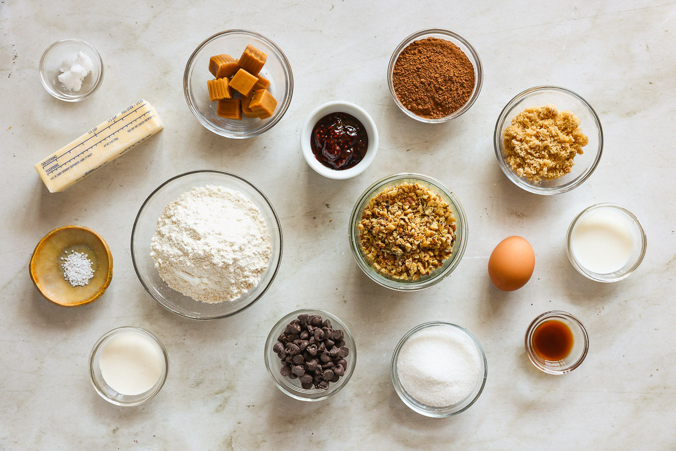 ingredients for thumbprint cookies.
