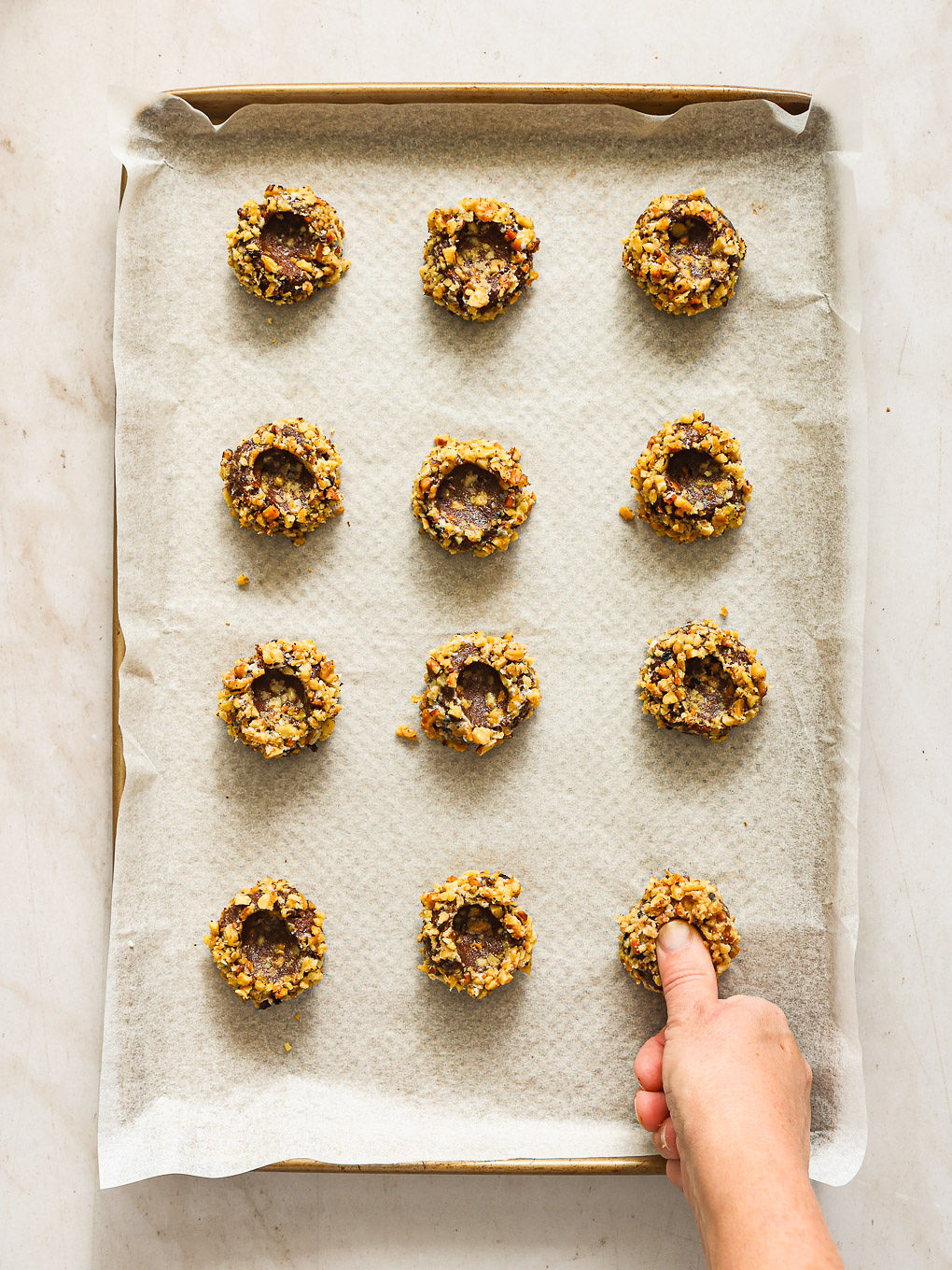 cookie dough on a baking sheet.