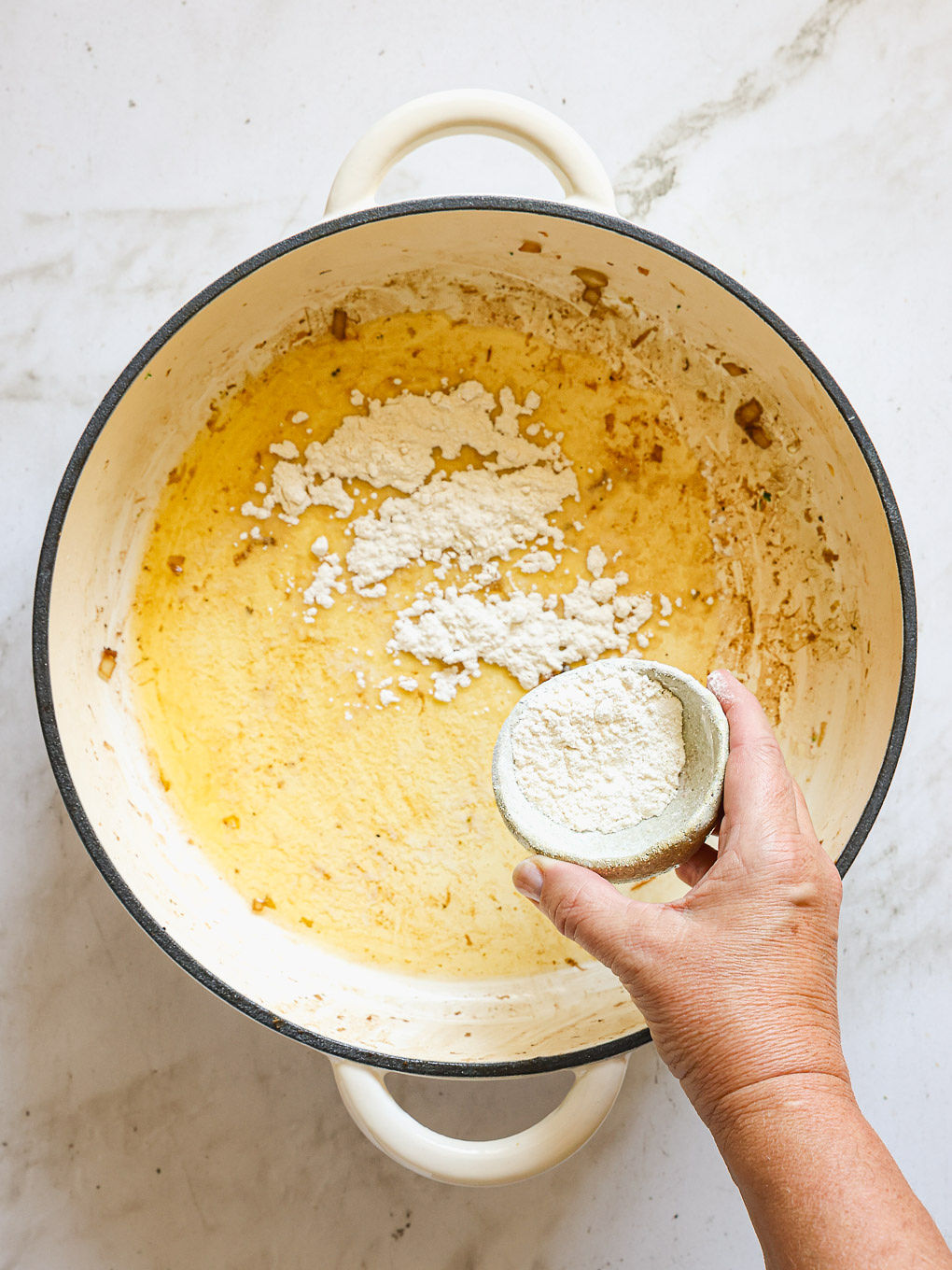flour whisked into butter.